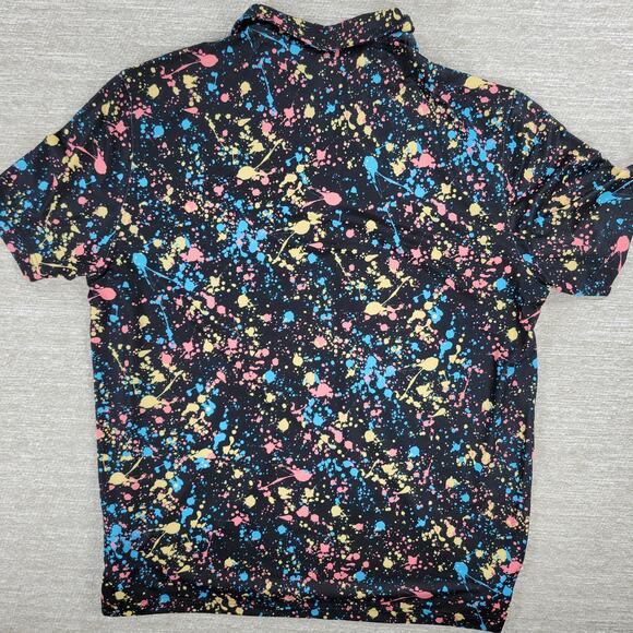 Chubbies The Paint Drips Polo Mens Large Pink Blue Neon Splatter Golf Shirt - Picture 3 of 11